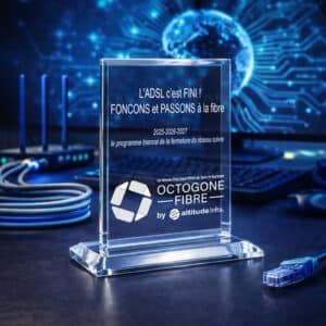 Trophée en verre rectangulaire sur socle