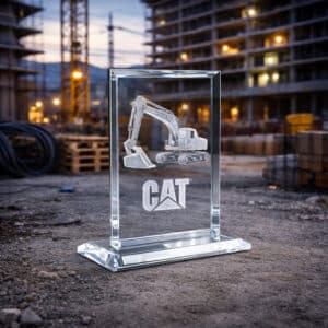 Trophée en verre rectangulaire sur socle