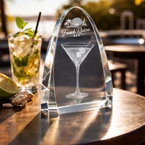 Trophée en verre optique arrondi Colline