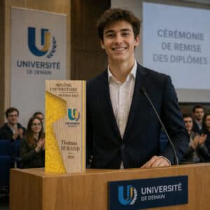 Trophée personnalisé entreprise original bois et PMMA coloré