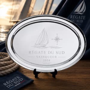Plateau argent personnalisé ovale